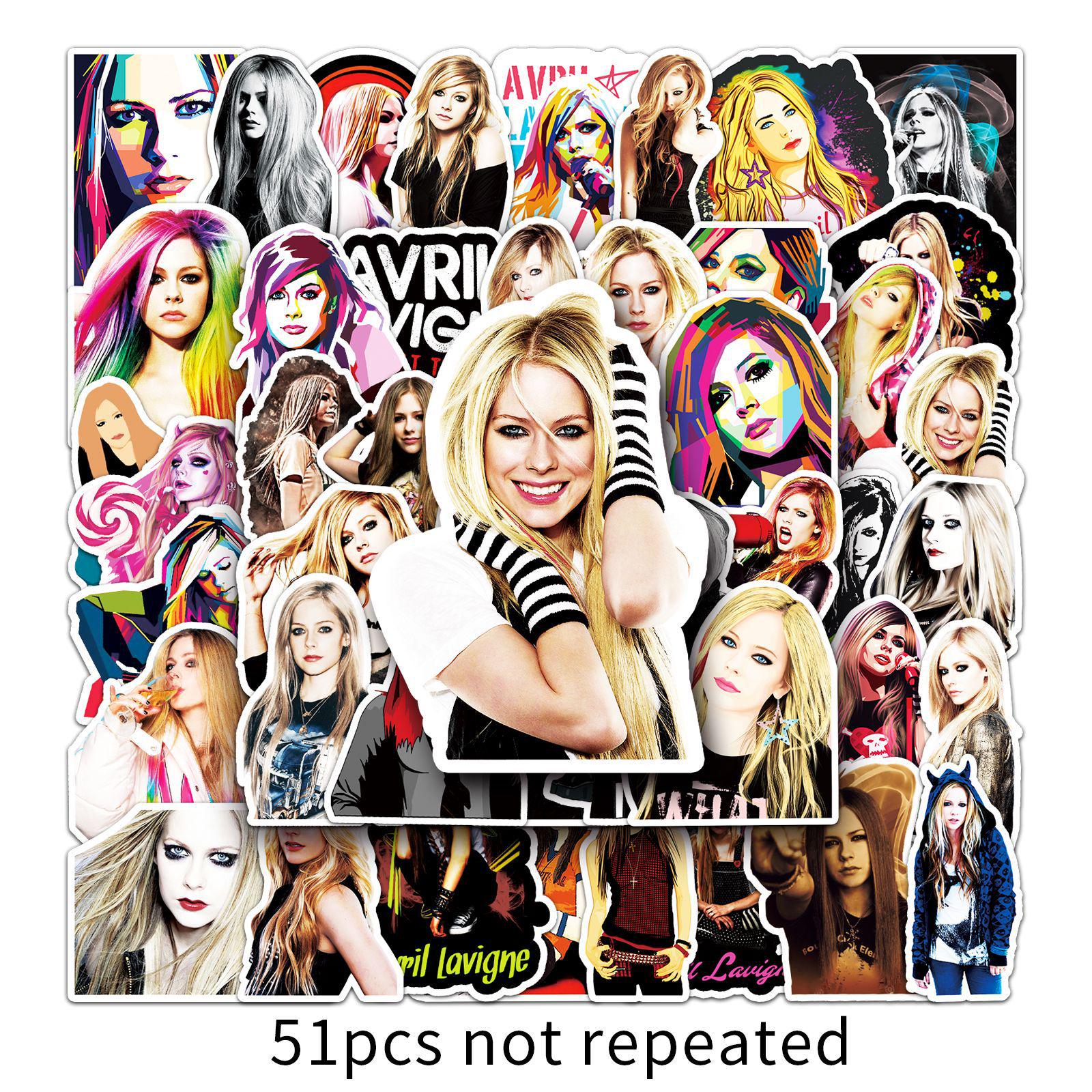 51-Piece Avril Lavigne Graffiti Sticker Set for Laptops, Suitcases, Guitars, and Refrigerators