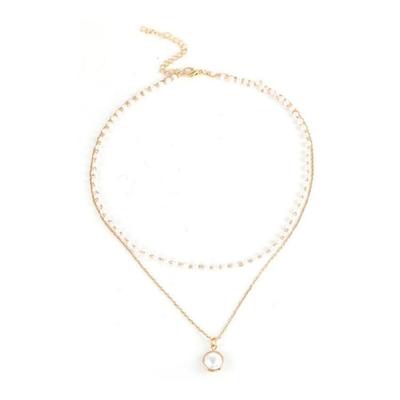 Trendy Imitation Pearls Pendant Necklace with Adjustable Length Stylish Jewelry Handmade Women's Stylish Accessory