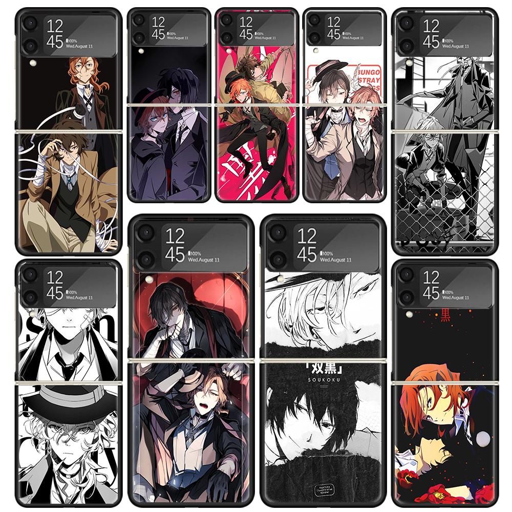 Bungo Stray Dogs Double Black Clear Phone Case For Samsung Z Flip 7 6 5 4 3 Galaxy ZFlip7 ZFlip6 ZFlip5 ZFlip4 ZFlip3 5G Print C