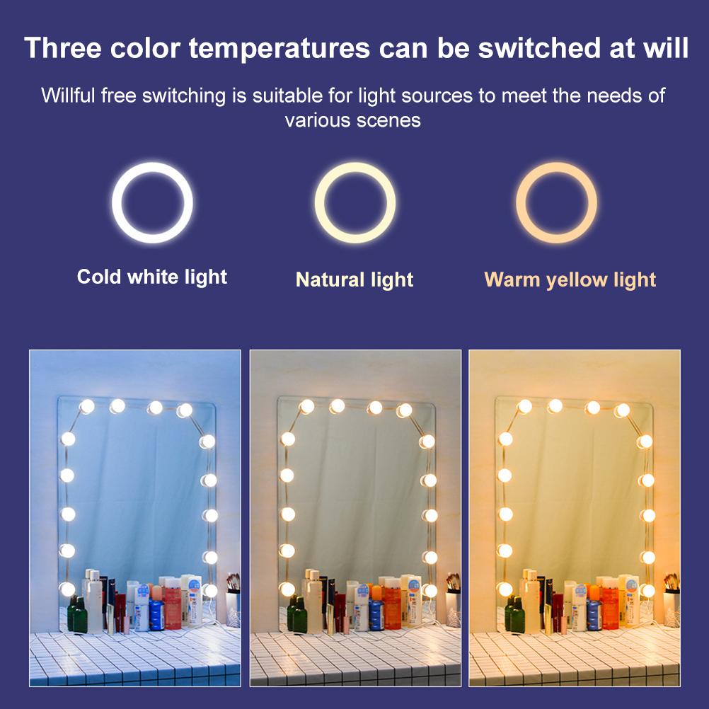 Professional Vanity Lights for Mirror USB 5V Makeup Mirror Lights 3 Color Dimmable Adjustable Brightness Light for