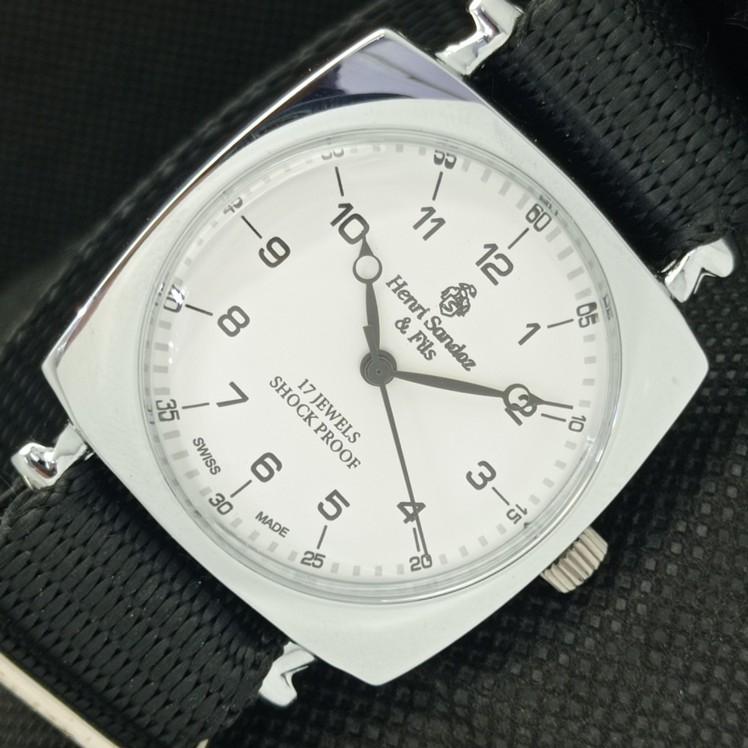 

REFURBISHED VINTAGE HENRI SANDOZ & FILS SWISS MENS WRIST WATCH a416457-2 Sku622a-a416457