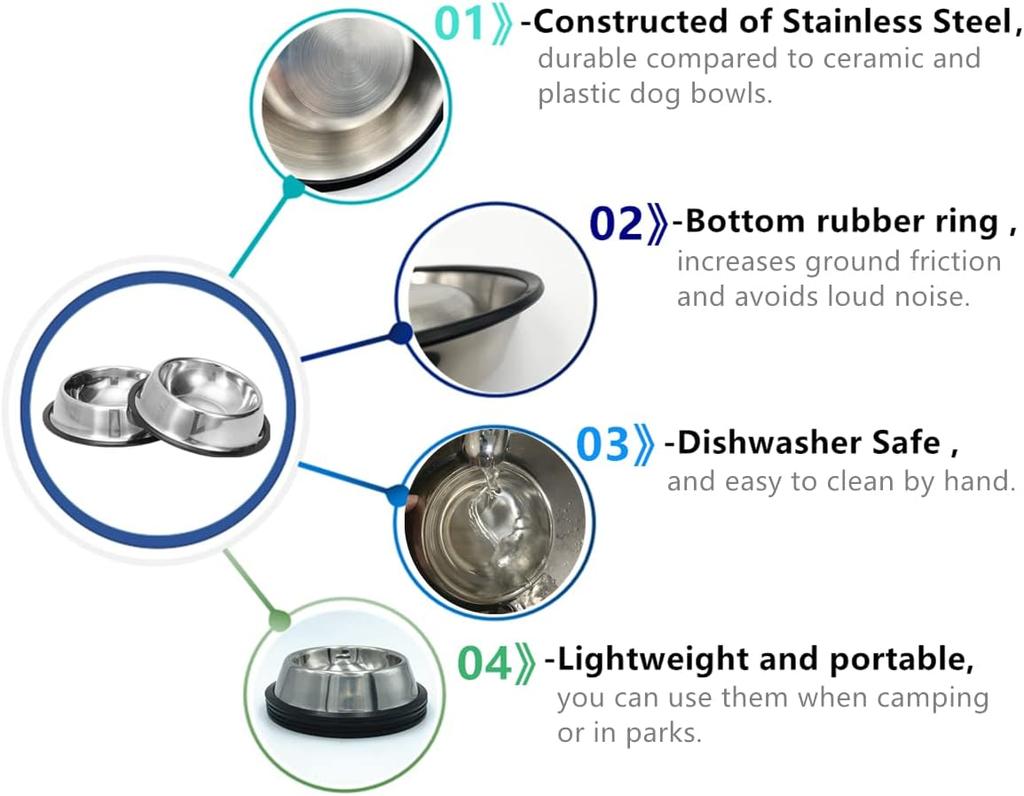 Water Bowl for Dogs and Cats, Stainless Steel Elevated Pet Feeder with Vintage-Style Metal Stand, for Dogs and Cats