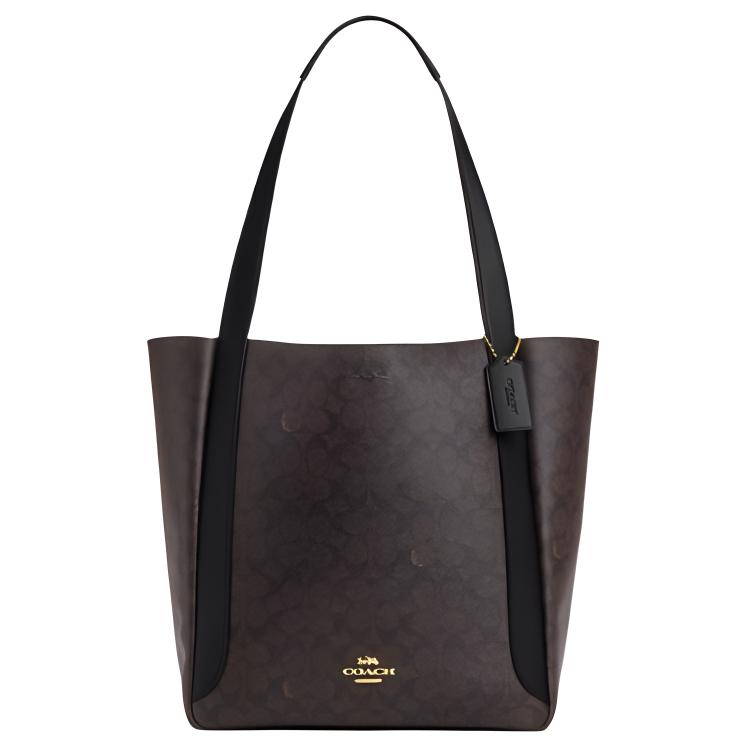 

Coach Hadley 31 Printed Logo Faux Leather Tote Bag Women Tote Bags Walnut Black CV997-IMXAQ Basic Set (Bag+Dust Bag)
