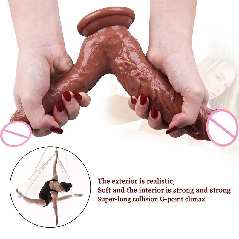 Double Dildos Female Masturbation Double Penetration Both Vagina and Anus Big Penis with Suction Cup Sex Toy Strap On Two Dildo