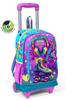 Coral High Kids Pink Turquoise Headphones Skate Patterned Three Compartment Squeegee School Backpack 23954