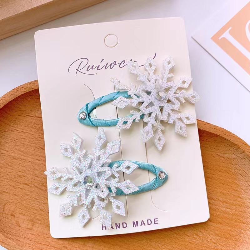 

2 шт. новые милые заколки для волос «Принцесса Снежинка» для девочек, детские головные уборы, заколки для волос, заколки, аксессуары для волос 2pcs белый