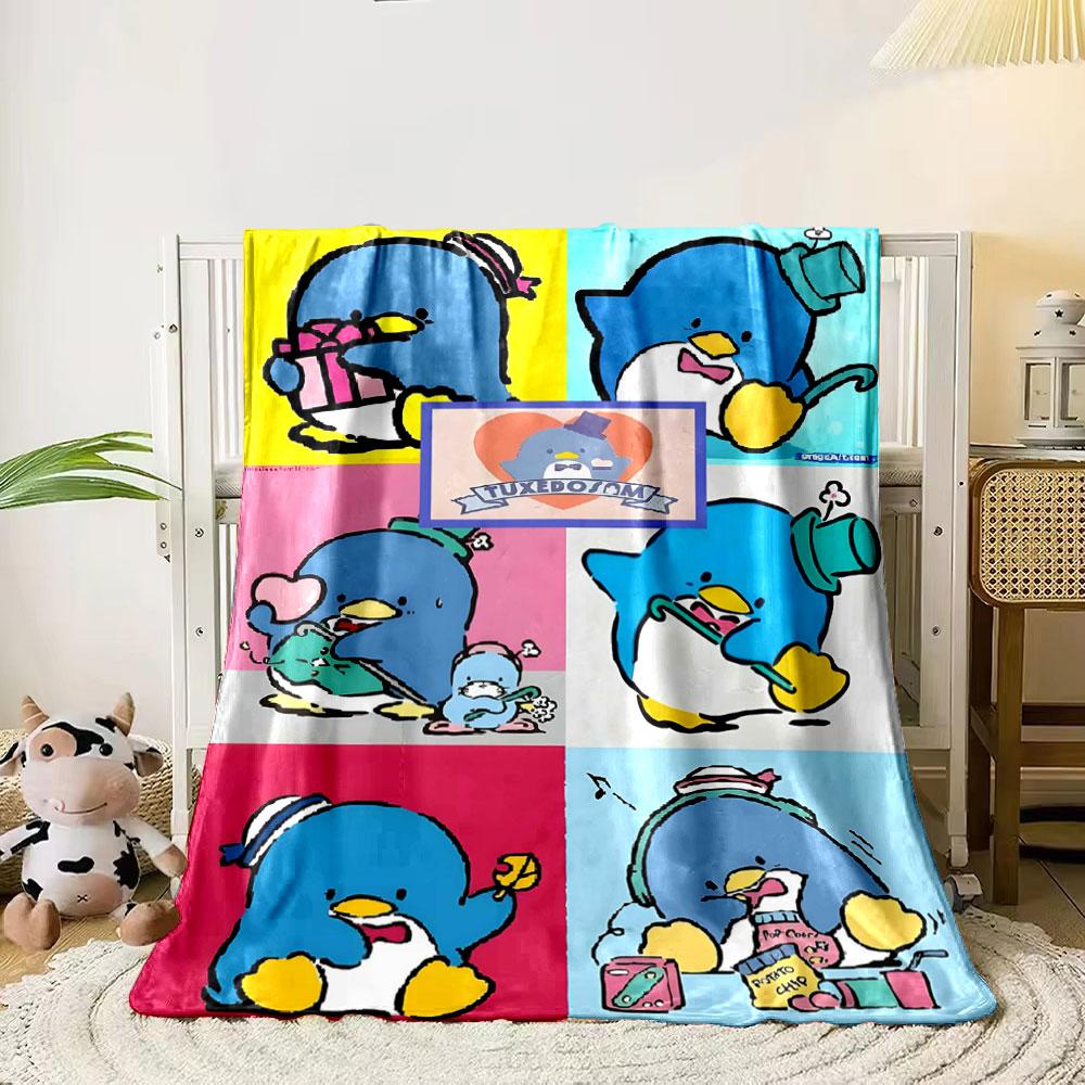 Cute blue penguin in various outfits and playful scenarios. for all seasons blanket lunch break throw gift 80cm x 120cm