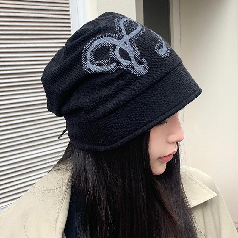 Hat Women's Big Head Circumference Baotou Hat Warm Ear Protector Knitted Wool Hat Versatile Stacking Hat