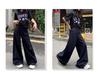 Women's Dark Blue High-Waisted Wide-Leg Jeans - 2025 Spring/Autumn Straight Loose Floor-Length Pants