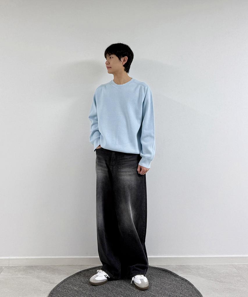 CUZNELLO Soft Saddle Crewneck Knit_Sky