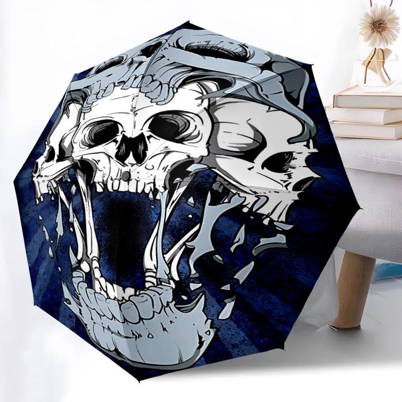 1pc Skull, Jawbreaker Fashionable Automatic Opening/Closing Folding Umbrella with 8 Bones, Windproof Portable, Daily Use22