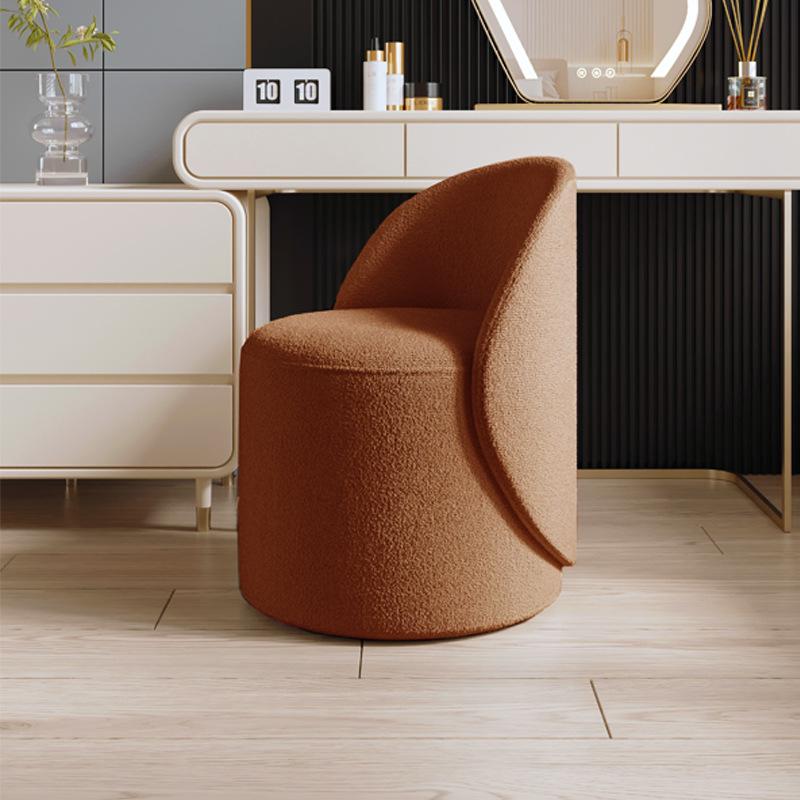 Modern Luxury Swivel Vanity Stool with Backrest: Solid Wood Makeup Chair