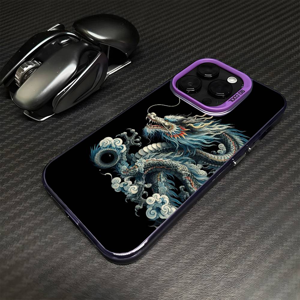Yakuza Drachen Tattoo Handyhülle Für iPhone17,16,15,14,13,12,11 Plus,Pro Max Lila Matt Stoßfeste Hülle