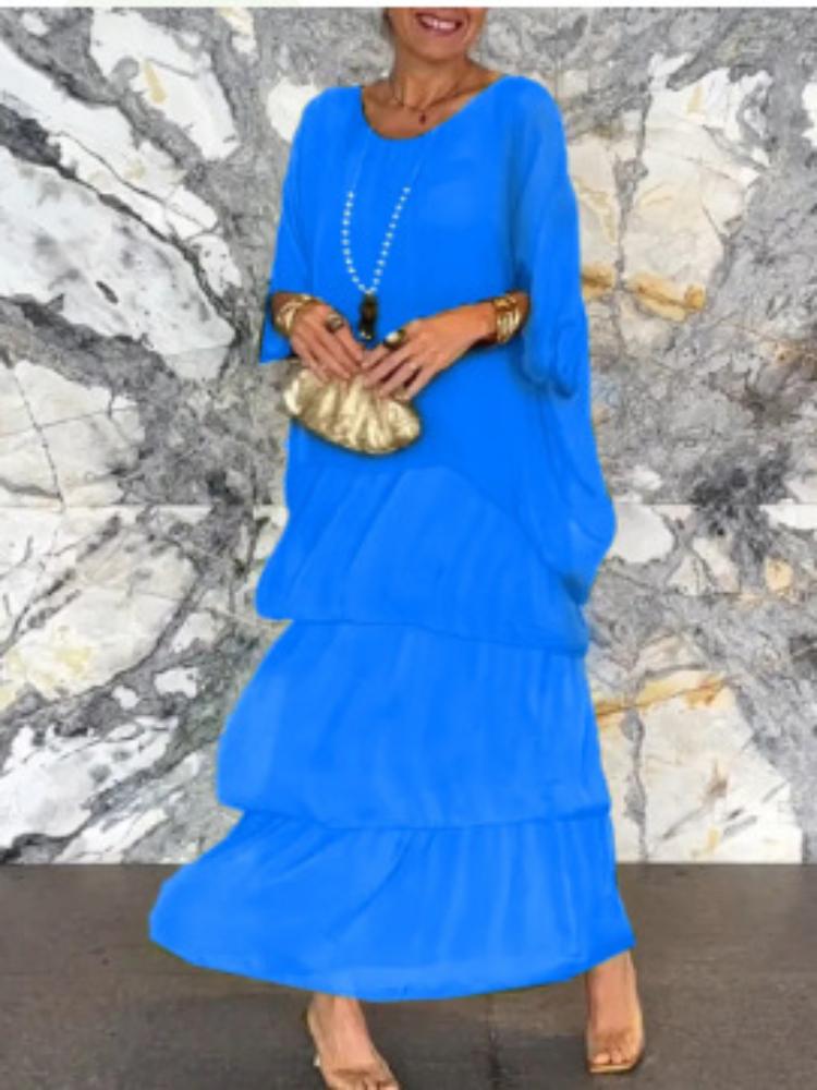 

Женская зеленая многоярусная свободная блузка с подходящим комплектом юбки, многослойный, повседневный бохо-наряд 4XL синий