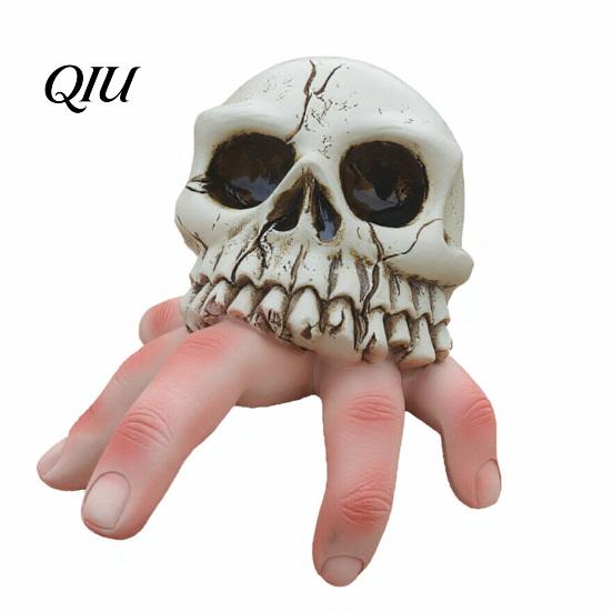 Simulated Bone Texture Decor Skull Finger Ornament, Resin Carving Halloween Decoration, Lifelike Horror Party Decoration Scary Dark