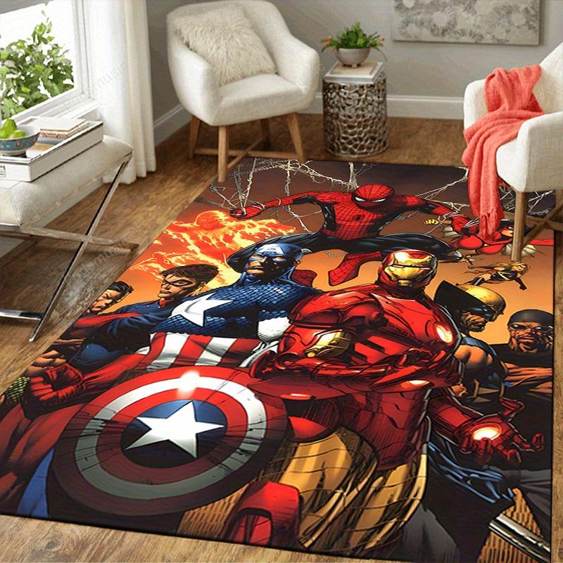 1pc Marvel Avengers Super Heroes Area Rug, Non Slip Floor Mat, Cartoon Character Design, Soft Velvet, Room Decor, Washable