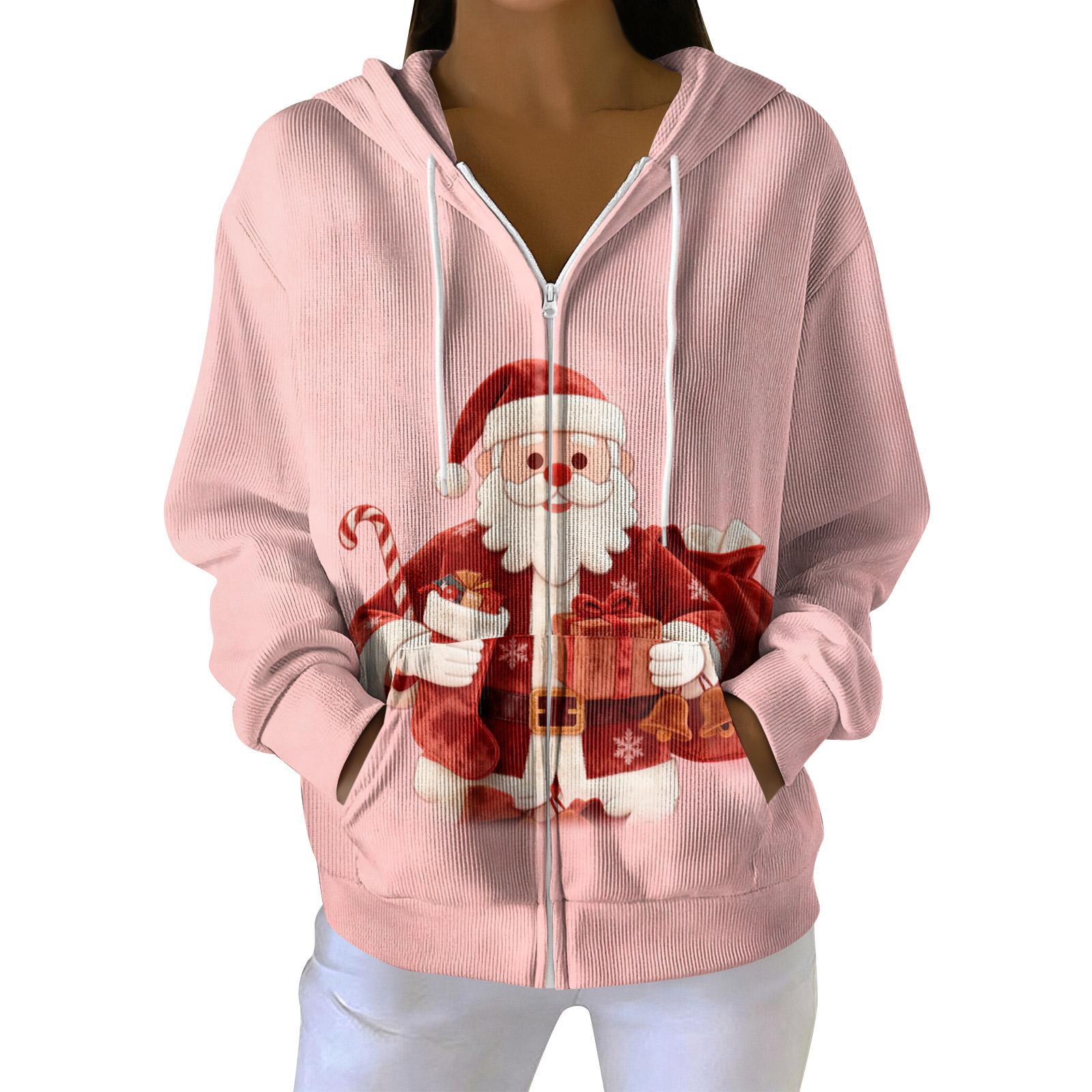 

Женская повседневная модная вязаная толстовка с длинными рукавами и застежкой-молнией, с рождественским принтом XL арбуз красный