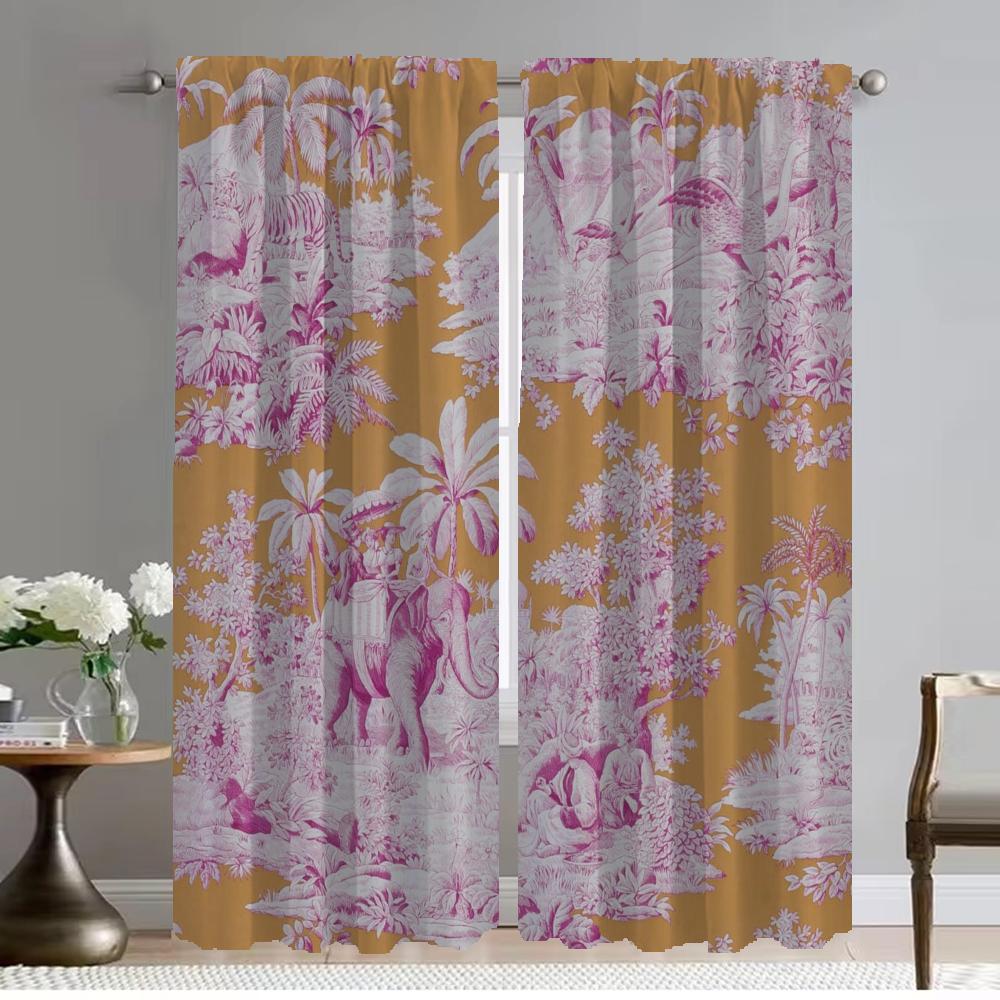 

Кухонні штори для вітальні Toile De Jouy Домашній інтер єр Штори 2 шт. Віконна штора-перегородка Декор на Хелловін W86xH137cmx2pcs-CL