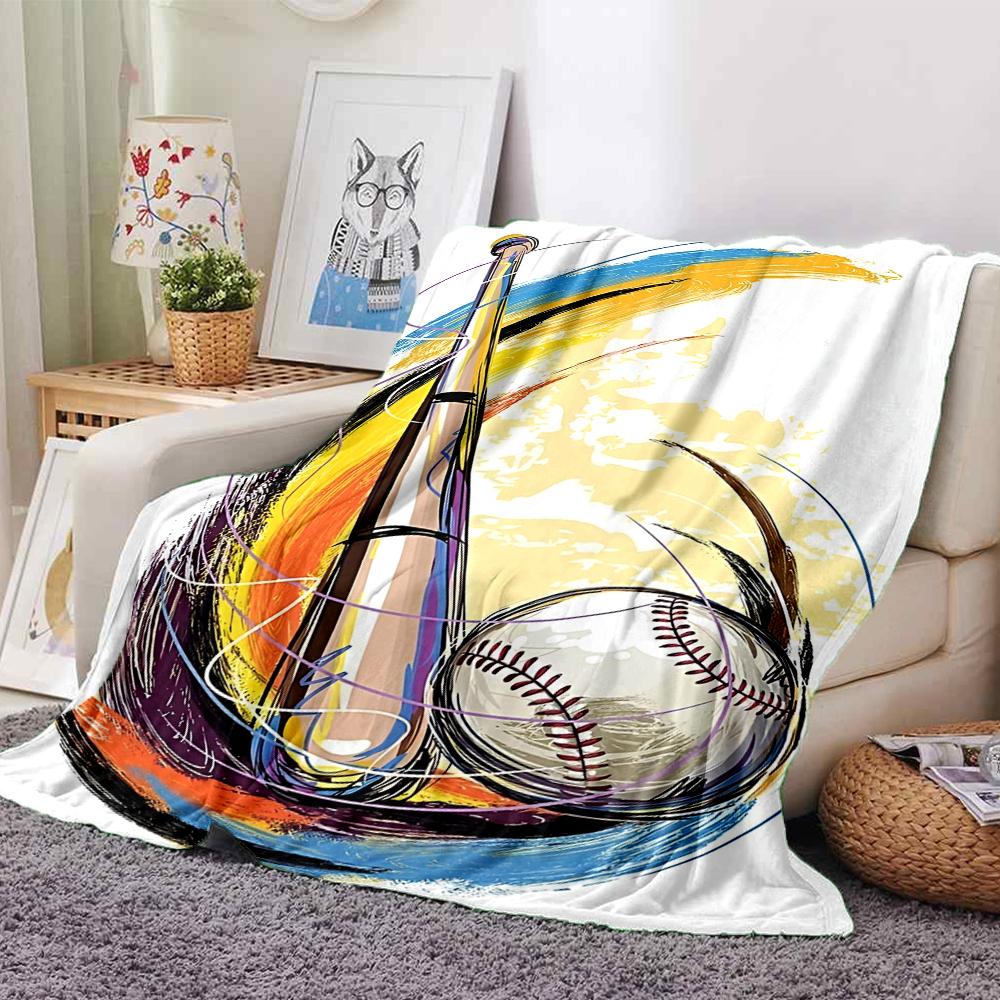 Baseball Theme Printed Blanket - Perfect for Couch, Bed, Travel & Outdoor Use | Machine Washable, Cozy & Durable.