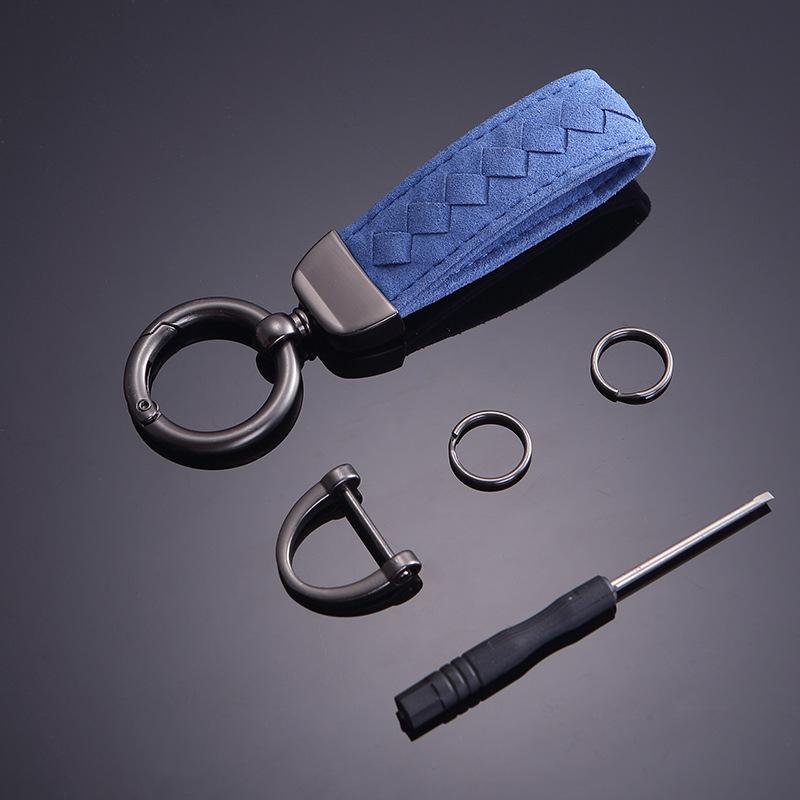 

Модный плетеный брелок из замши: Металлические подвесные аксессуары с защитой от падения