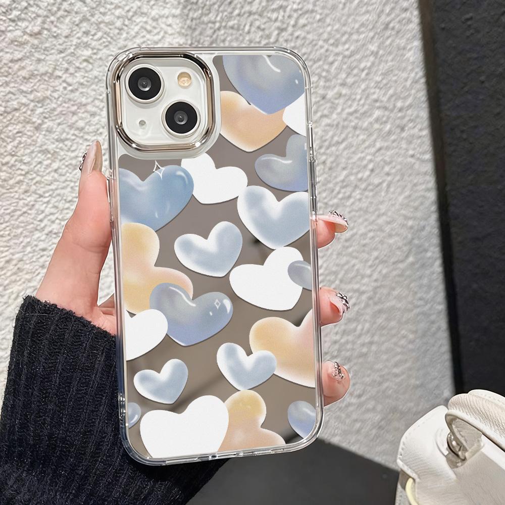 Love Makeup Mirror Phone Case For IPhone 17 16 15 14 13 12 11 Pro Max 13 12 Air 17E 16e Shockproof Clear Cases Coquea