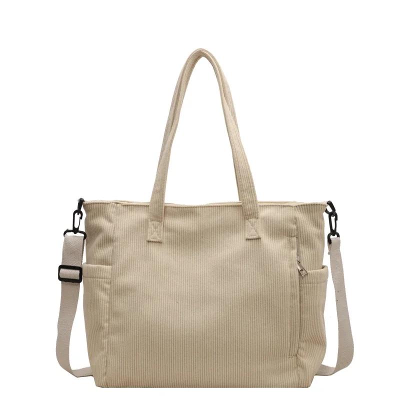 New Women's Crossbody Bags Large Capacity Fashion Lightweight Solid Corduroy Handbag High Quality  Tote Bag