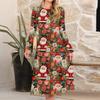 Women's Christmas Printed Fashionable Loose Round-neck Dress