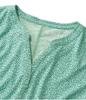 LL Bean Streamside Short Sleeve Split Neck US Fit Faded Jade Geo 1000118343 Women's Tee, Print, Petite, XS, Green,