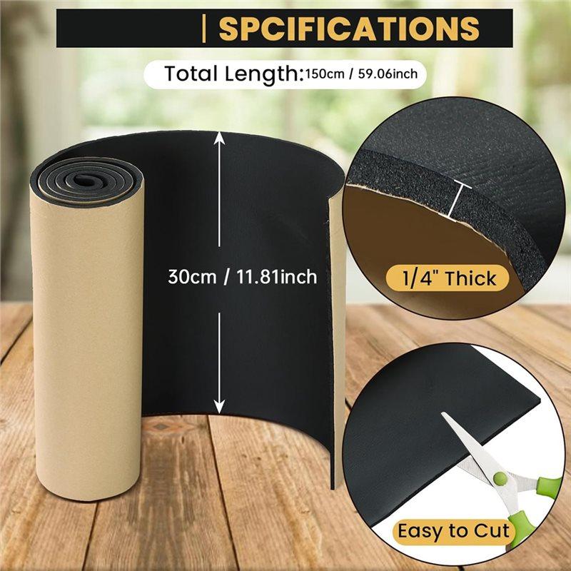 Fresh Foam Rubber Sponge Neoprene With Adhesive, Sheet 1/4" T X 12" W X 59" L, For Weatherproofing,Gasket Seals,Crafts