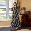 AB363 Dubai Eid al-Adha Mesh Embroidery Patchwork Muslim Two-Piece Set