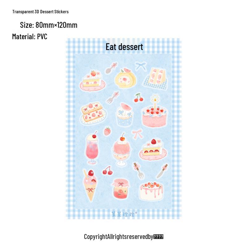 Cai Xuan 3D Cute Girl Peach Dessert Stickers for DIY Journals