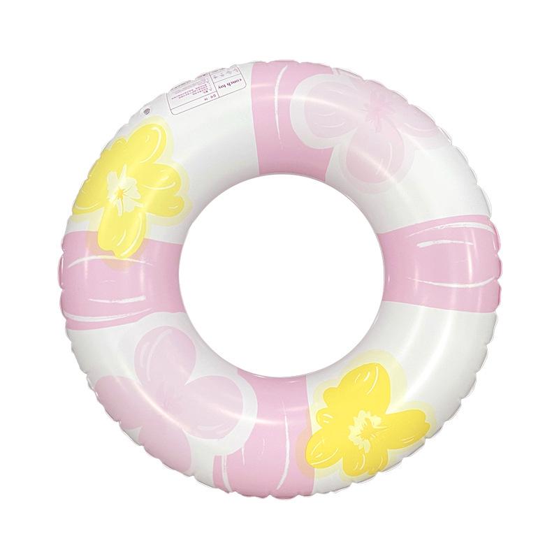 Eco-friendly Retro Flower Inflatable Swimming Ring - Thickened Beginner Pool Float for Summer Outdoor Water Play