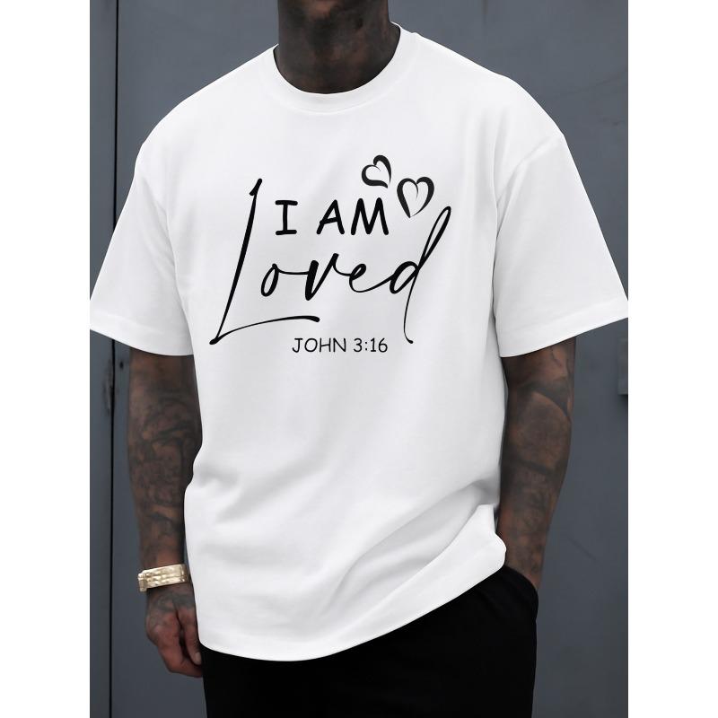 

European Size I Am Loved T-Shirt Men Crew Neck T-shirts White Limited Edition Short New Spring and Fall Printed T-shirts S белый