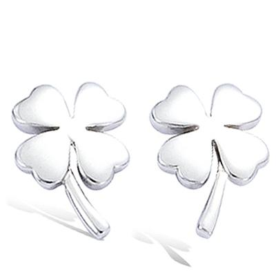 [F6217] - Brincos 'Trevo de 4 folhas' em prata (banhado a ródio) - 10x15 mm
