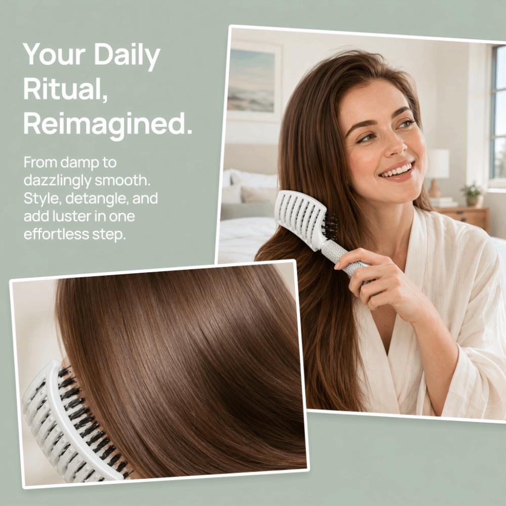 Ergonomic Handle Vented Styling Brush Curved Design Anti Frizz Hair Comb  For Thick Fine Hair