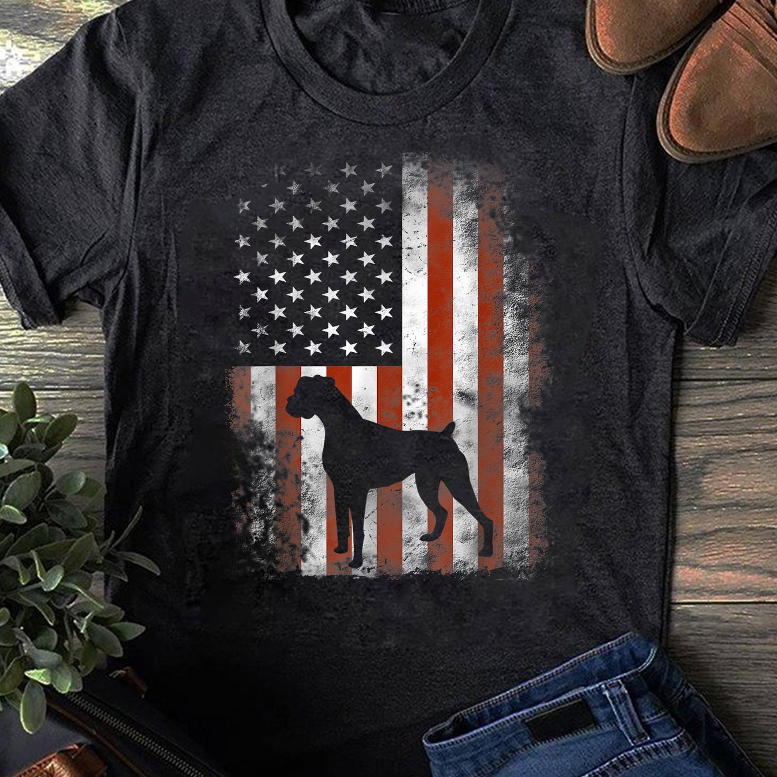 Boxer American Flag Shirt USA 4th Of July Dog T-Shirt - Gift for Dog Lovers - Funny Dog - Boxer Lovers - Father s Day - Boxer Shirt M