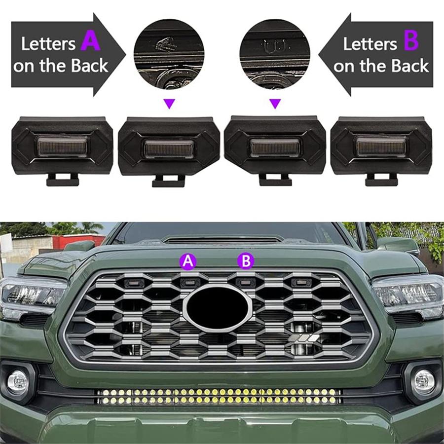 4 Stück Auto Rauchglas LED Kühlergrill Licht Kit Bernstein Lampe Für 2020-2021 Toyota Tacoma