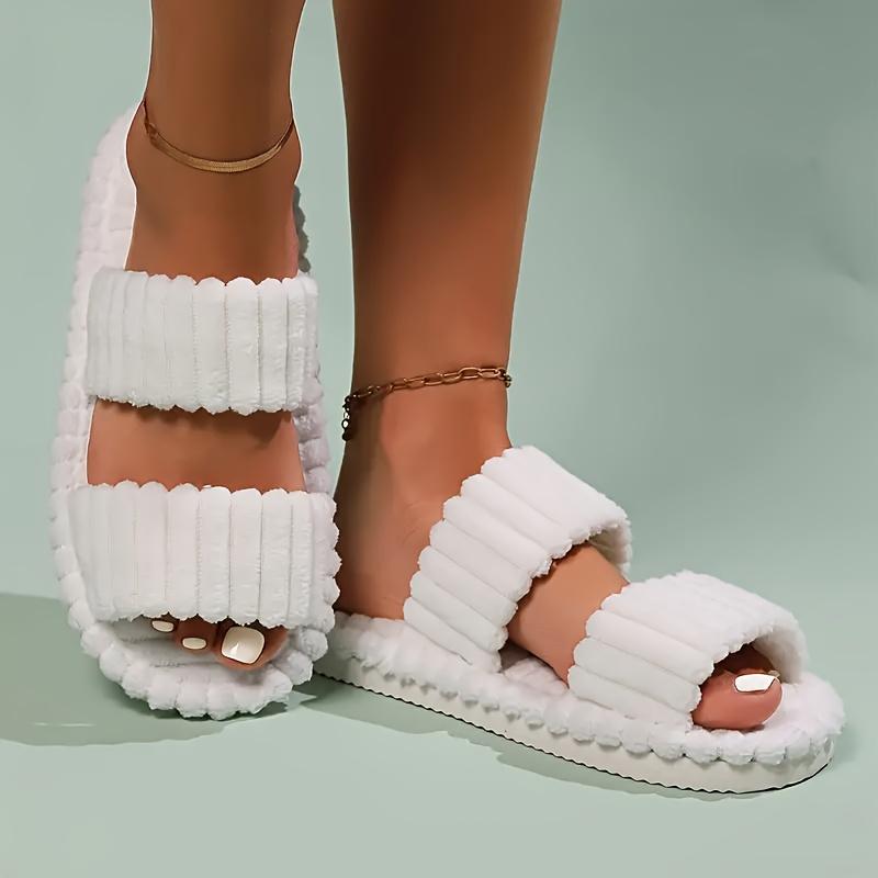 Moteriški šlepetės dryžuotos atviro piršto šlepetės šiltos šlepetės vidaus batai