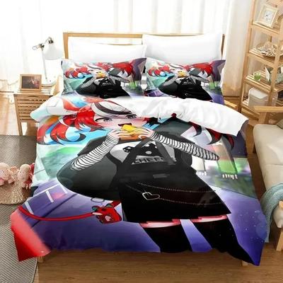 3D Print Anime Hakos Baelz Printed Bed Set Duvet Cover Pillowcase Bedding Set Bed Linen Sheet Quilt Cover Full Queen King Size
