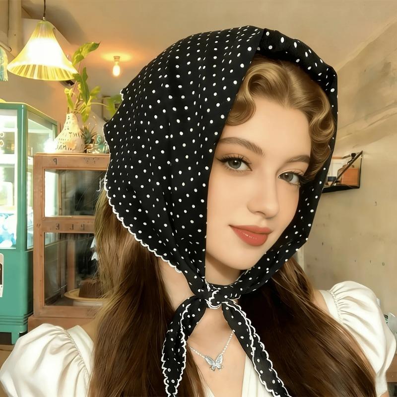Elegant Polka Dot Headscarf Stylish black white headwear fashionable simple versatile spring summer multi-functional accessory
