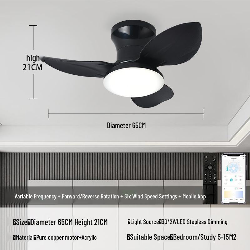 Nordic Style High-Wind Straight-Blade Ceiling Fan Light for Bedroom