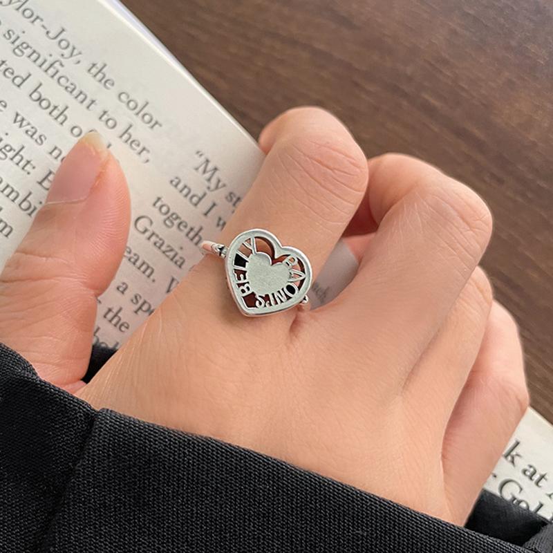 Vintage Herz Pentagramm Offener Ring für Damen Süß Kühl Alt Gemacht Hohl Liebesstern Persönlichkeit Fingerzubehör Mode Schmuck