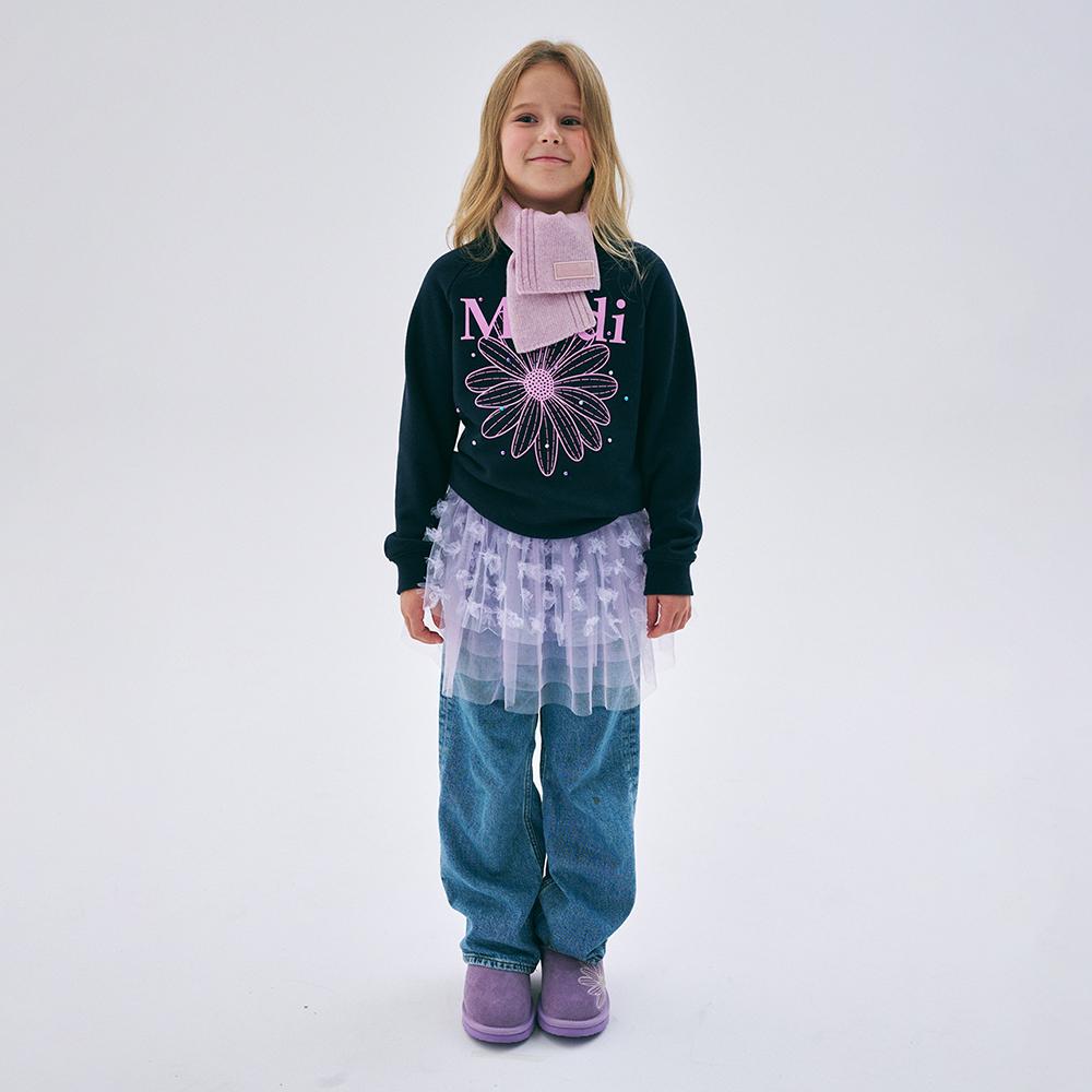 [mardimercredi] KIDS SWEATSHIRT FLOWERMARDI MIX PEARL EMBELLISHED_NAVY LAVENDER