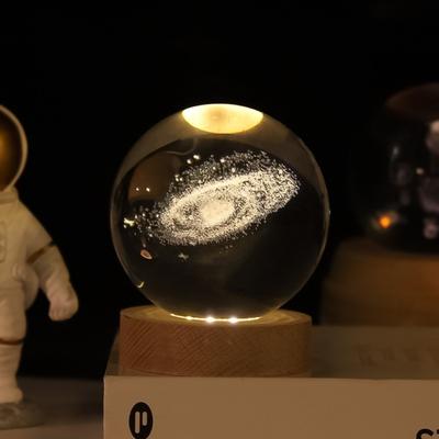 Crafts With LED Stand 3D Crystal Ball Laser Engraved 6cm Universe Gifts Unique 3D Solar System Crystal Ball Night Light