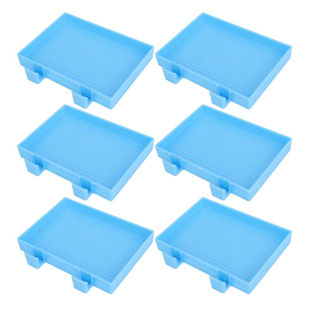6PCS Plastic Rhinestone Storage Trays Blue Diamond Art Painting Tray Gem Sorting Plate Bead Sorting
