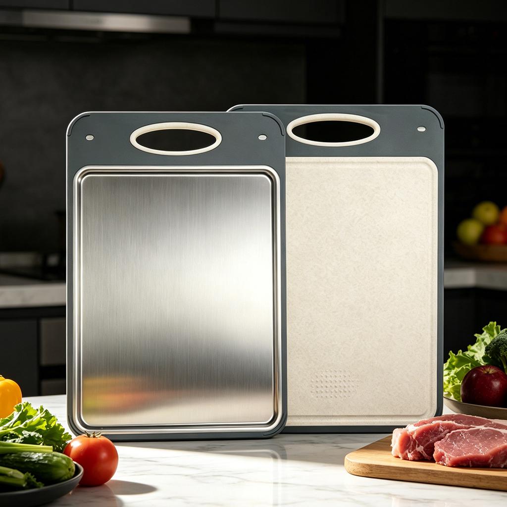 304 Stainless Steel Cutting Board Household Kitchen Food Double-Sided Cutting Board for Cutting Fruit Vegetable Chopping Board