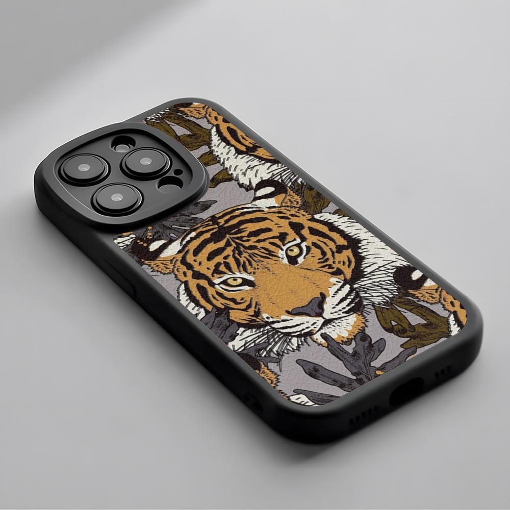 

Japan art Tiger fashion pattern design Phone Case For iPhone 16 15 14 13 12 11 Plus Pro Max Lambskin Silicone Cover black iPhone 15 Pro Max