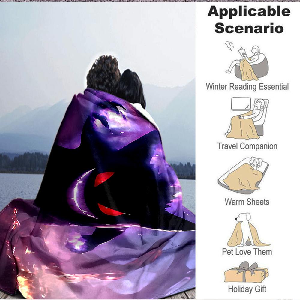 1Pc Ethereal Shadow Beast Flannel Blanket, Soft And Comfortable, Casual Warm, Camping Travel, Christmas, Halloween Xmas Gift S17