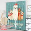 2pcs 2D flat printing Merry Christmas Curtains Cute Christmas Animals Merry New Year Digital Printed Polyester Drapes Party
