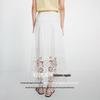 Navigare Women's Embroidered Cotton A-Line Midi Skirt
